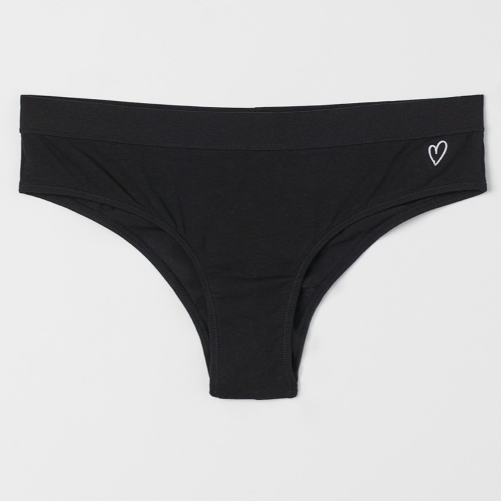 H&M Black w/ White Heart Brazilian Panties - NWT
